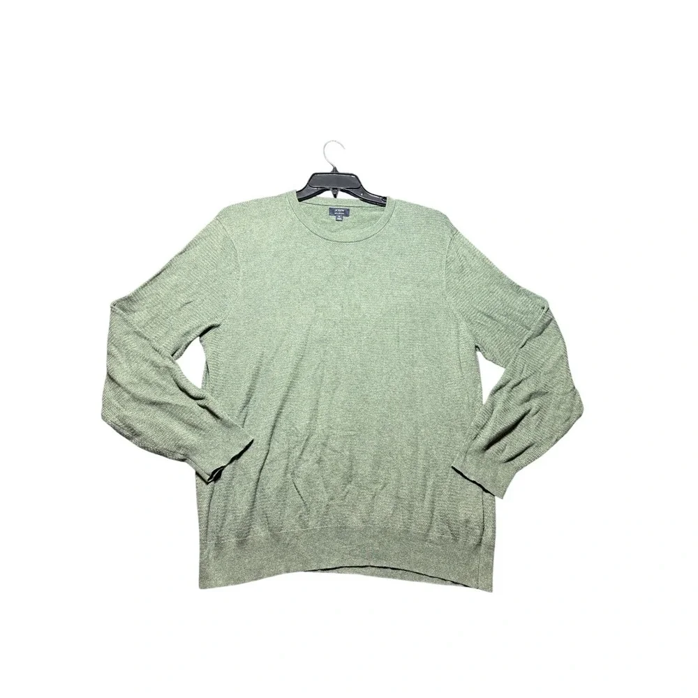 J.Crew Crewneck Sweater Mens XL Green Excellent Condition Cotton Textured Knit